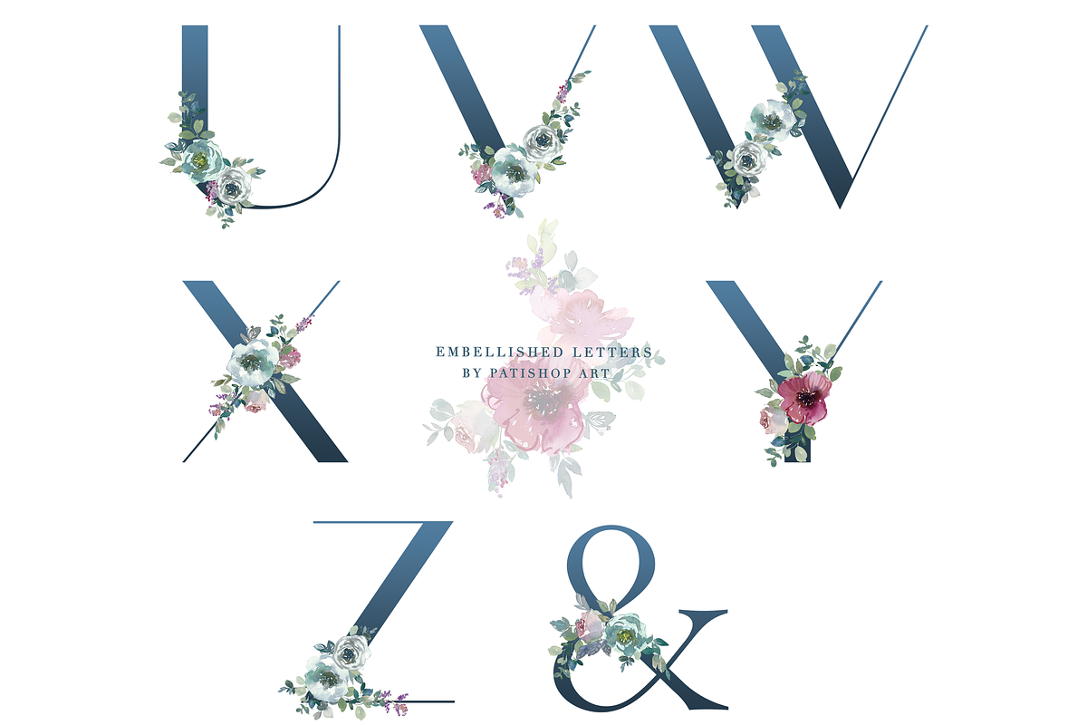 Mint & Mauve Watercolor Floral Set, a Decorative Illustration by ...
