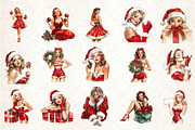 Vintage Santa Pin Up Girl Clipart, an Illustration by Rose Art (Thumbnail 3 of 4)