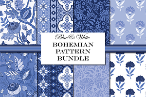 Blue And White Bohemian Patterns