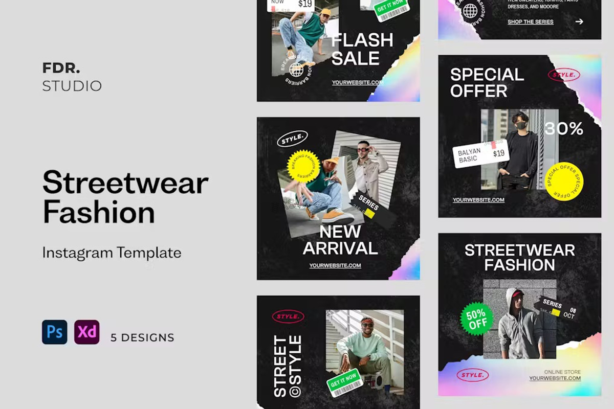 Streetwear Fashion Instagram Post, a Social Media Template by FDR Studio (Photo 1 of 3)