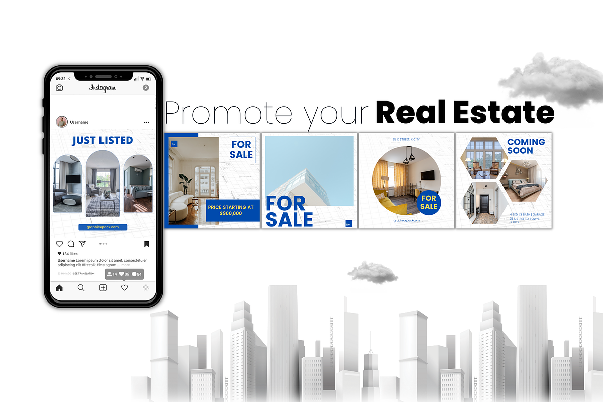 Instagram Real Estate Canva Template, a Social Media Template by Graphicspixel (Photo 2 of 22)