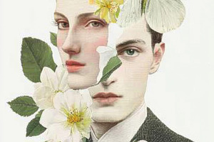Floral collage featuring man, a Photo by Dvoevnore photos