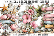 Whimsical Beach Signpost Clipart, an Illustration by OK Design (Thumbnail 1 of 6)