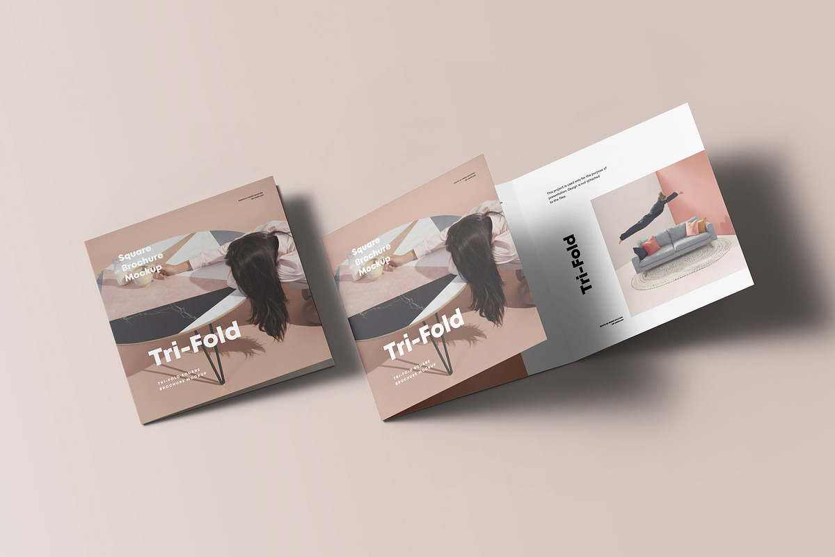 Tri-Fold Square Brochure Mock-up, an Advertising Mockup by Yogurt86 (Photo 14 of 16)