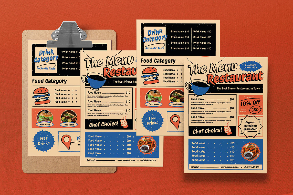 Cream Retro Vintage Food Menu, a Flyer Template by graphicook (Photo 2 of 4)