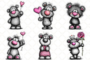 Whimsical Valentine Teddy Bear Clipa, an Illustration by Black Bird Studio (Thumbnail 2 of 6)