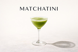 Matchatini cocktail in elegant glass, a Photo by Dvoevnore photos