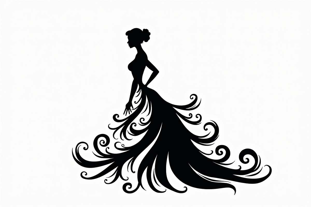 Stylish Gown Silhouette Set, an Illustration by yasushie (Photo 10 of 21)