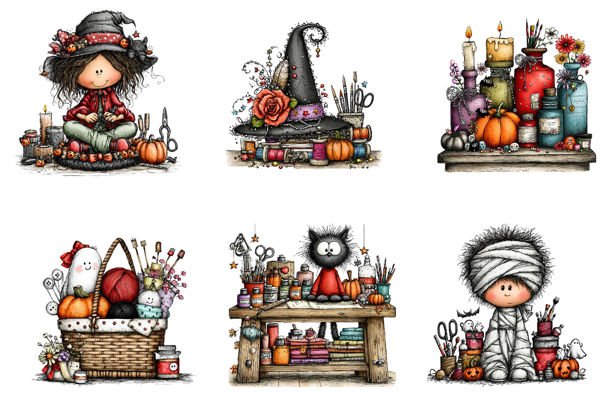 Halloween Crafting Clipart Bundle, a Seasonal Illustration by CreationArt (Photo 5 of 7)