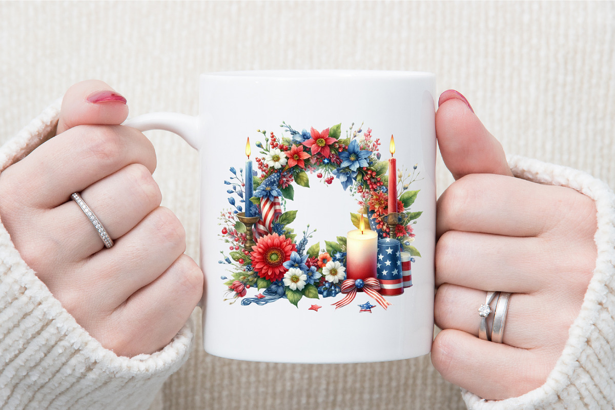 Watercolor 4th of July Wreath Clipar, an Illustration by Sublimation Artist (Photo 5 of 6)