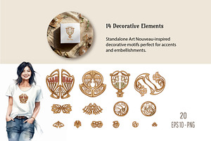 Art Nouveau Decorative Elements Set, an Object Graphic by Elen-Lane
