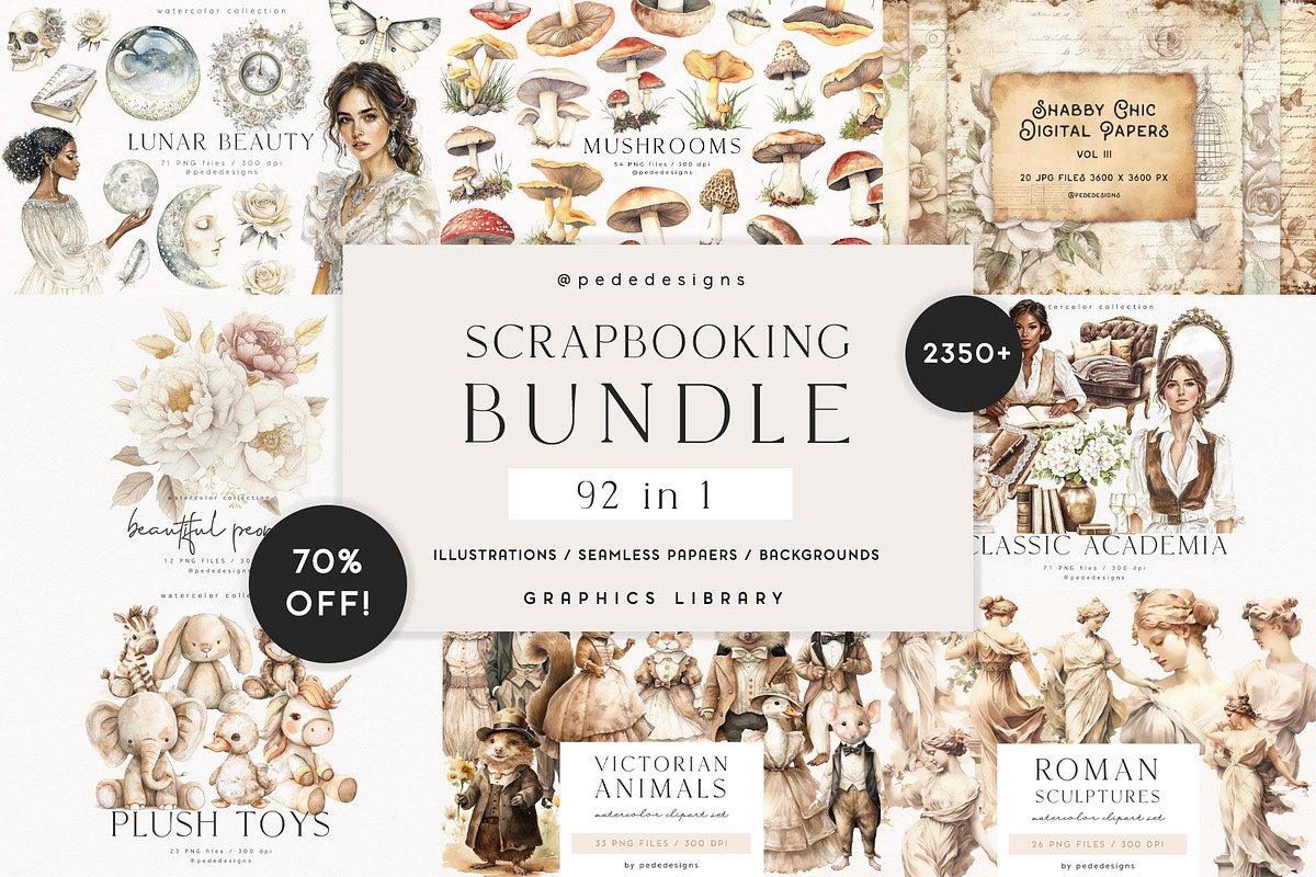 Scrapbooking Bundle II, a Decorative Illustration by PeDe Designs (Photo 1 of 11)
