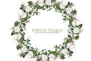 White Floral Clipart, Wreath, Frames, an Illustration by Secret Helper (Thumbnail 4 of 9)