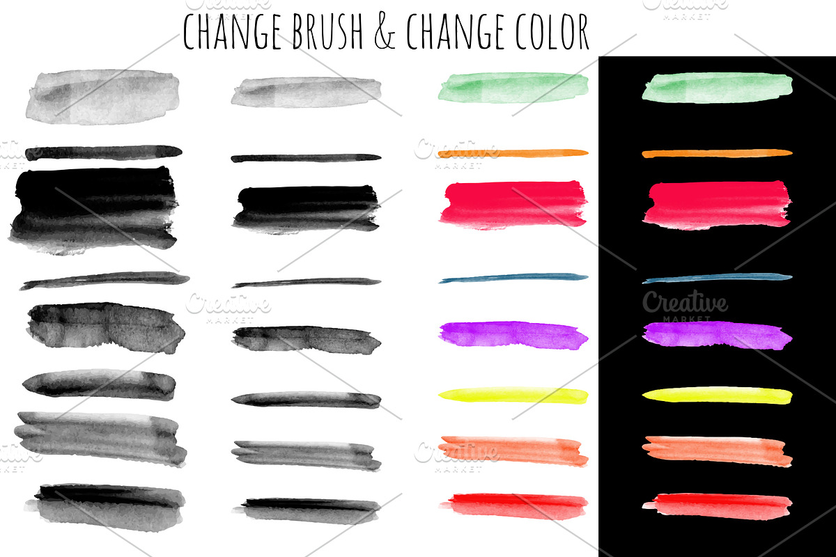 34 watercolor ink brushes., a Texture Illustration by redstudio (Photo 3 of 4)