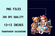 Patchwork Girl and Teddy Bear Clipar, an Illustration by SVGArt (Thumbnail 7 of 8)