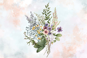 Watercolor Wildflowers Clipart PNG