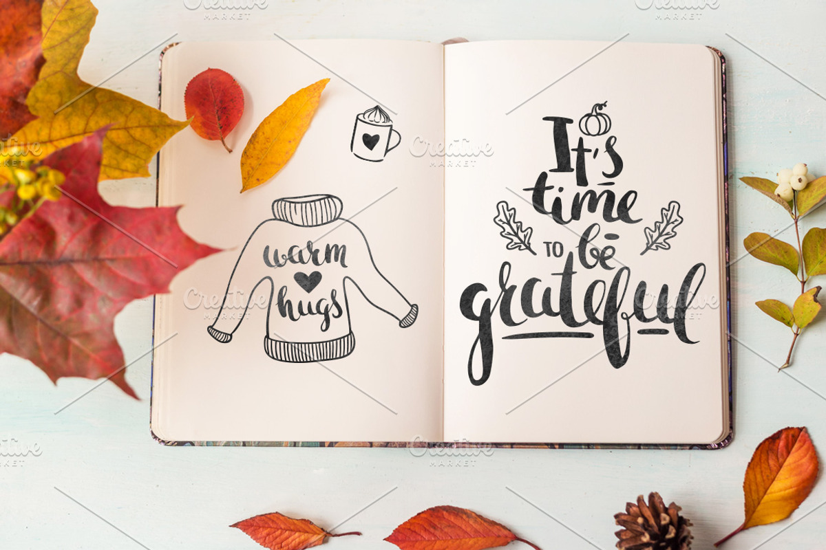 Thanksgiving Day lettering & clipart, a Decorative Illustration by harmonia_green_art (Photo 8 of 8)