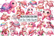 Watercolor Pink Sea Turtle Clipart, an Illustration by Rose Art (Thumbnail 1 of 7)