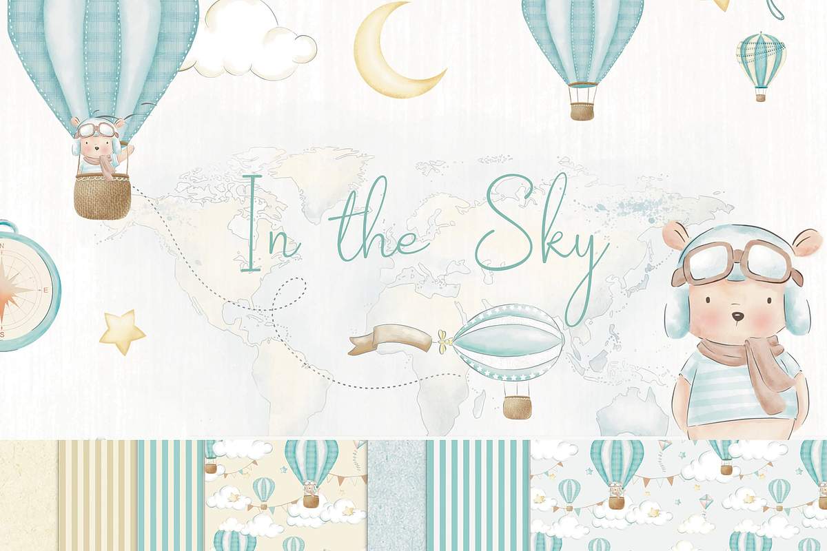 Hot air Balloon bear watercolor, an Illustration by Lolytop Studio (Photo 1 of 7)