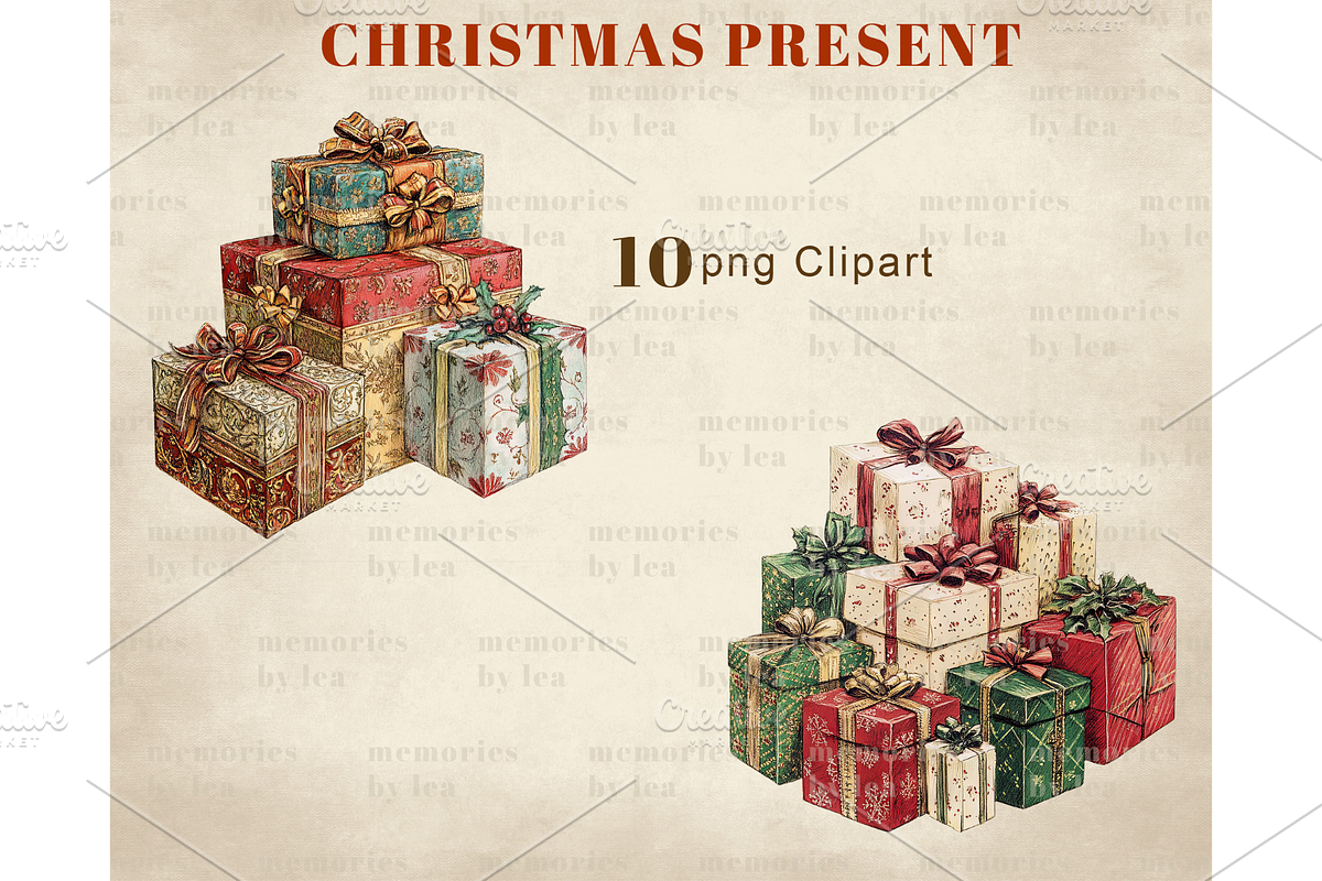 Christmas Present Clipart PNG, an Illustration by Memories By Lea (Photo 6 of 9)