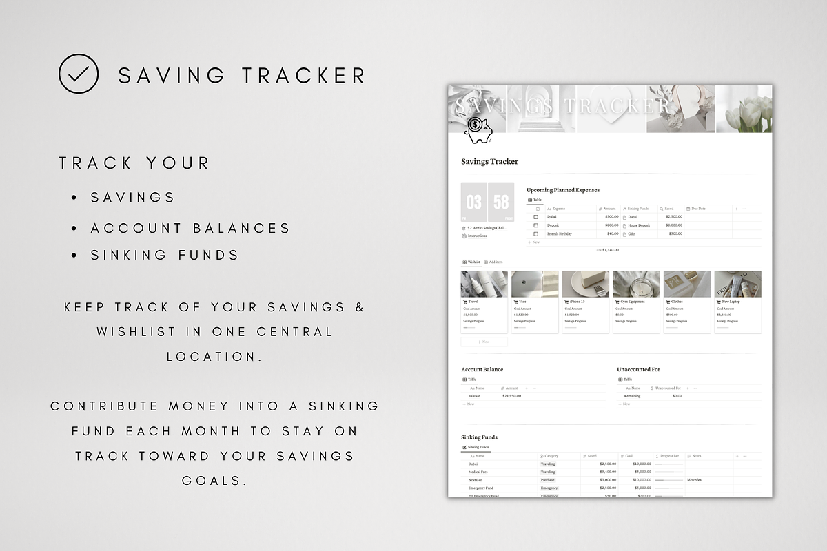 Sinking Funds Template for Notion, a Templates & Theme by BRANDcontent (Photo 4 of 7)