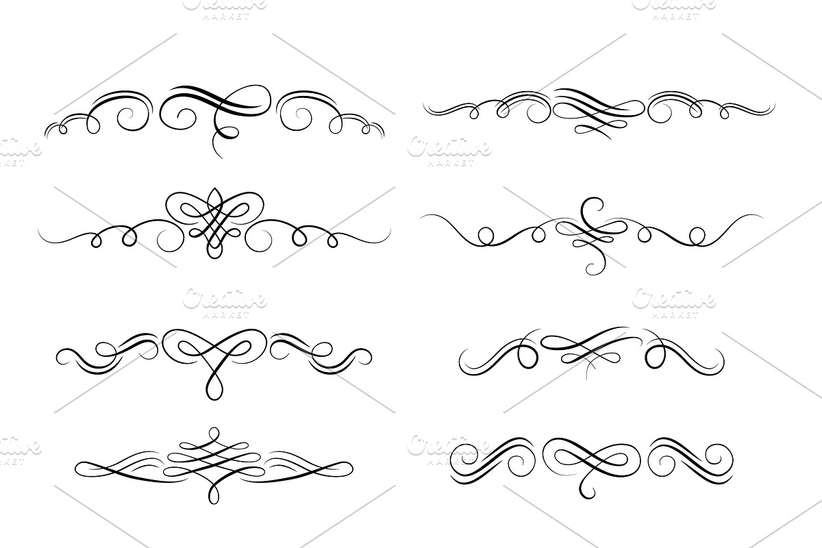 Calligraphy swirls dividers, an Object Graphic by Woters little shop (Photo 3 of 3)