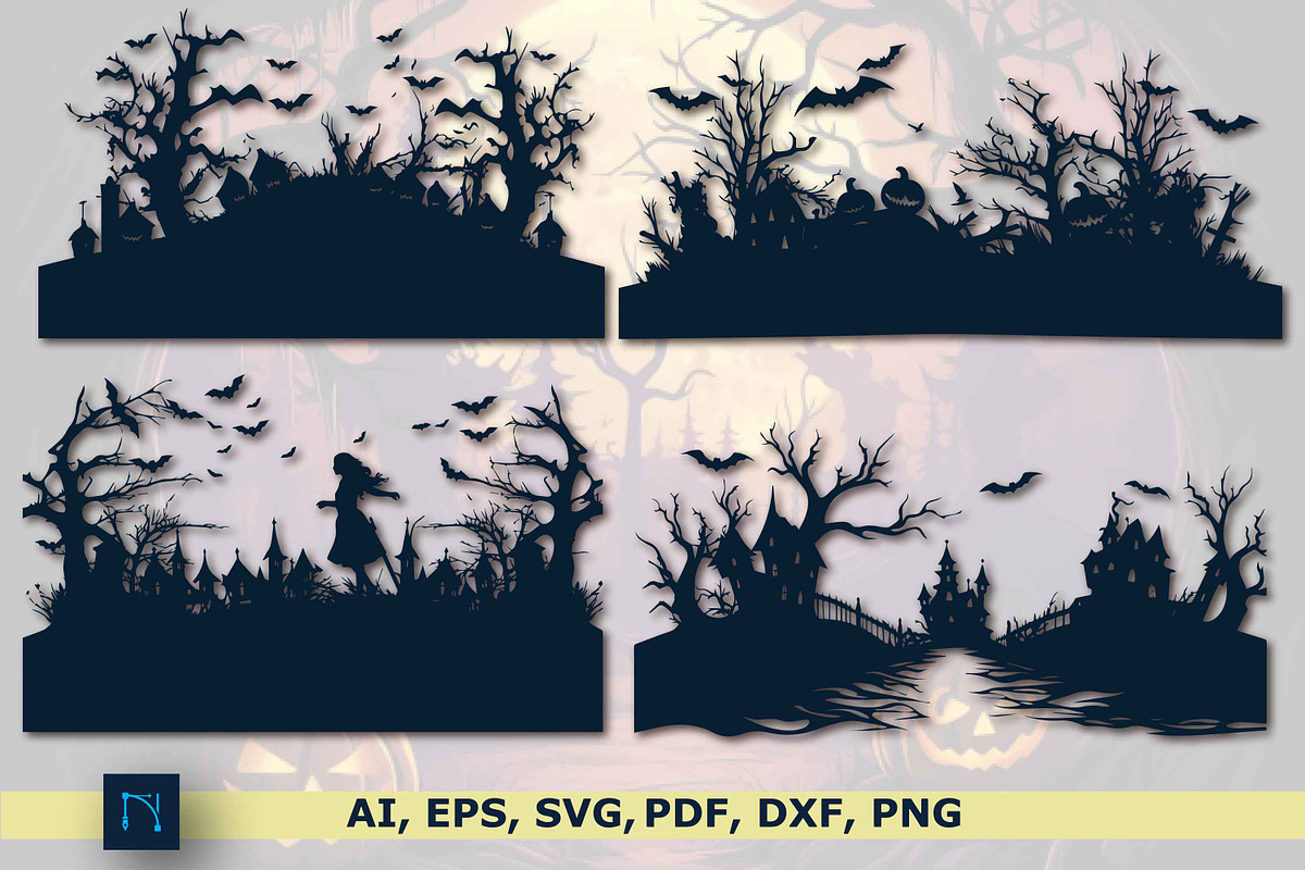 Paper Cut Halloween Scary Silhouette, a Graphic by NGISED
