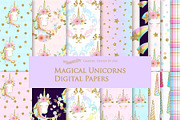 Unicorn Faces Gold Clipart, Pattern, an Illustration by Mia's Graphic Design (Thumbnail 9 of 11)