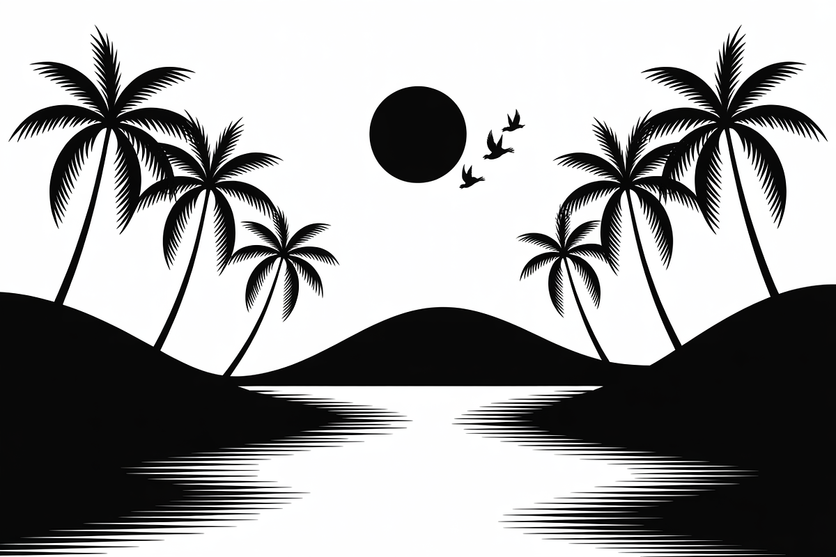 Beach sunset, silhouette bundle, an Illustration by Amazin_art (Photo 4 of 7)