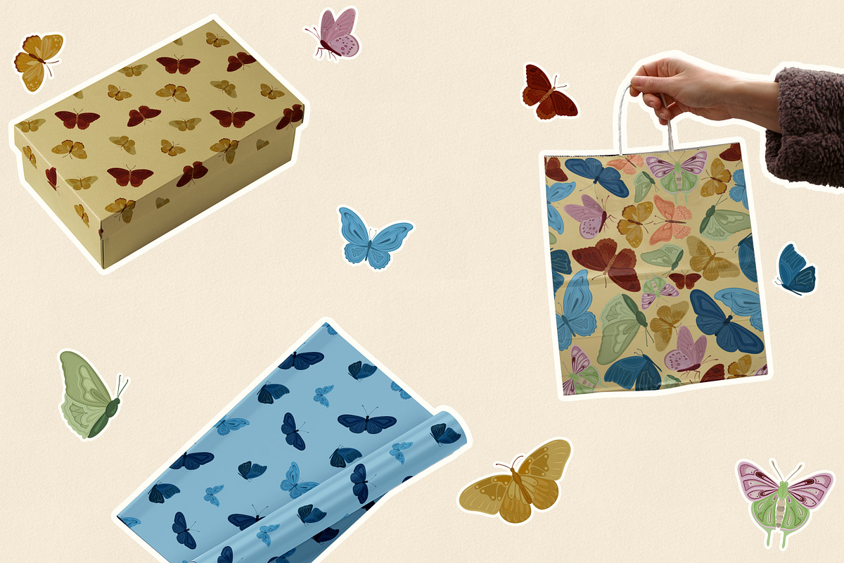 Pastel Butterfly Clipart & Pattern, an Animal Illustration by Vaniuta_Art (Photo 11 of 12)