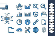 Blue Tech Icon Set, an Illustration by designvectx (Thumbnail 1 of 3)