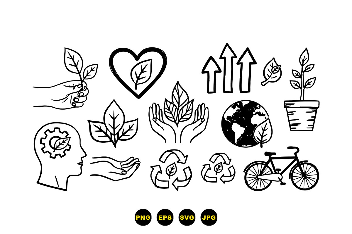 Eco Friendly Line Art Icons Set, an Illustration by designvectx (Photo 3 of 3)