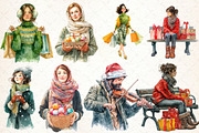 Watercolor Christmas Market Clipart, an Illustration by Libby Wishes (Thumbnail 6 of 9)