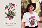 Retro mushrooms and skulls clipart, an Illustration by Siriliadka Dreams (Thumbnail 2 of 9)