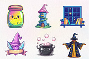 Cute Wizard School  Clipart, an Illustration by CreationArt (Thumbnail 4 of 9)