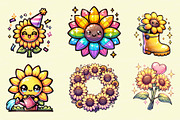 Kawaii Sunflower Clipart PNG Set, an Object Illustration by Printable Pretty Studio (Thumbnail 2 of 4)