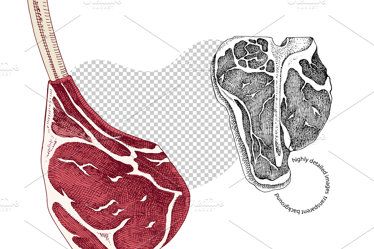 Ultimate meat set. Meat market, a Food Illustration by handsketched (Photo 11 of 17)