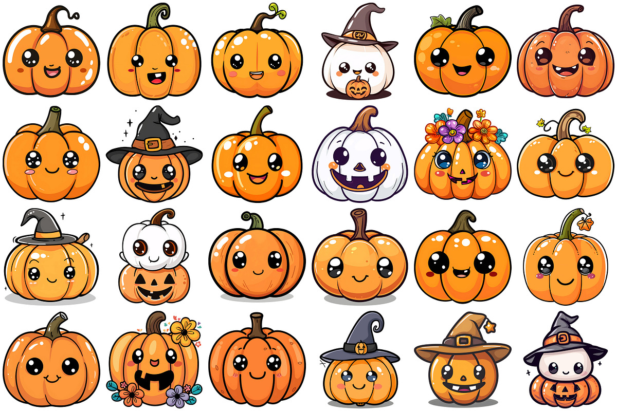 Cute Pumpkin Clipart, a Seasonal Illustration by Forhadx5 (Photo 4 of 9)