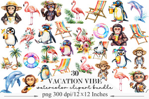Watercolor Vacation Vibe Clipart PNG, an Illustration by Designking
