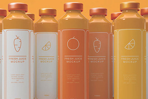 Juice Bottle Set Mockup, a Packaging Mockup by skybluecreative