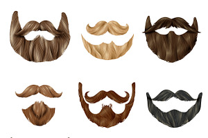 Set Of Realistic Beards And Mustache