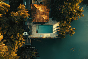 Stunning aerial view of a secluded p, a Photo by Iftikhar Alam