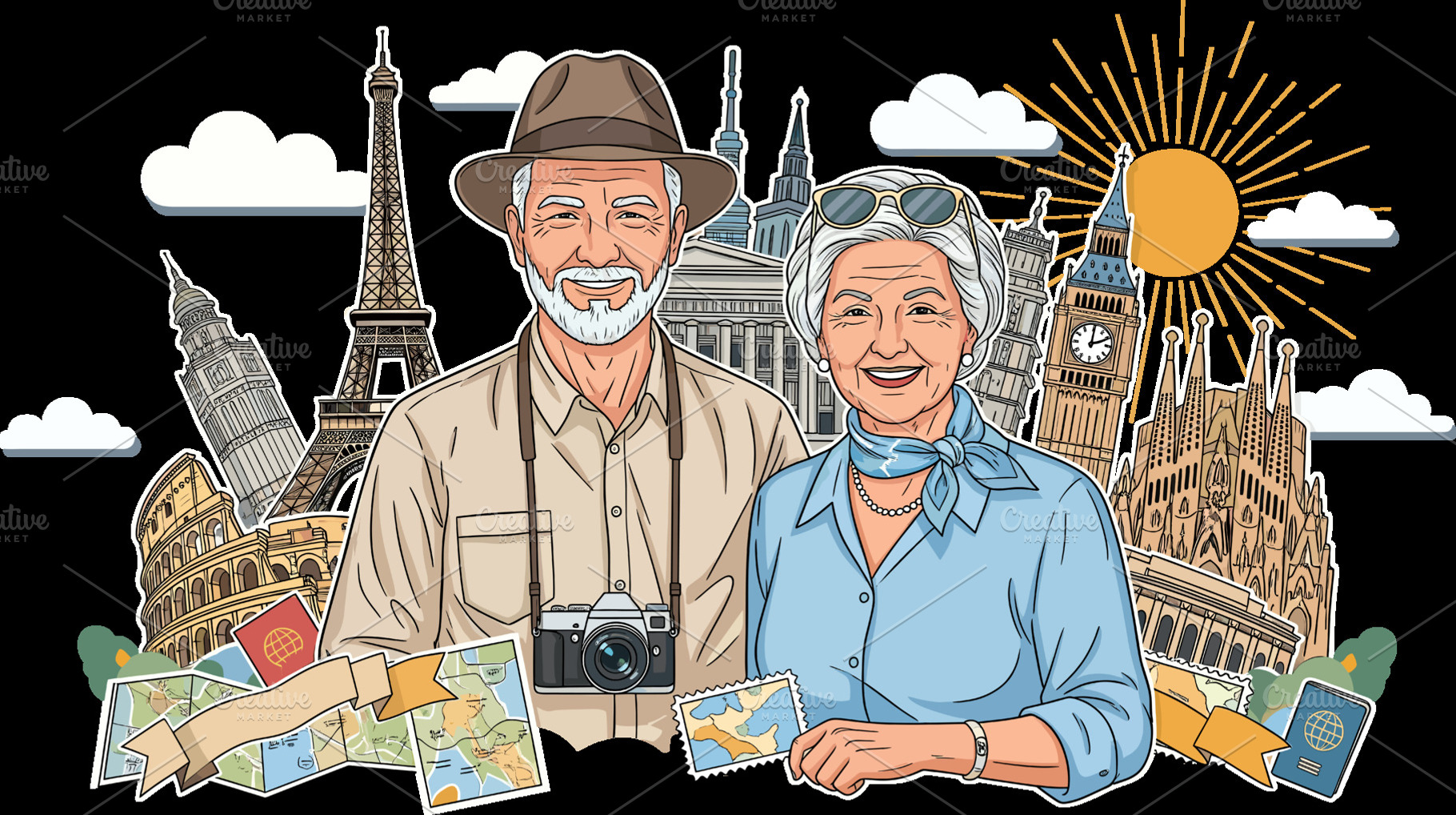 Older Couple Exploring Europe, a Holiday Photo by angellodeco