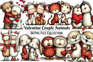 Valentine's Couple Animals Clipart, an Illustration by Dream Creation