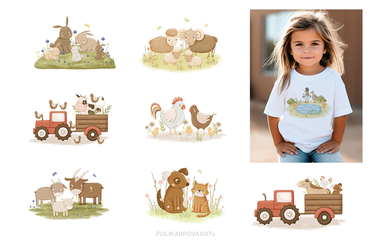 Family Farm animals baby collection, an Animal Illustration by polikarpovaart (Photo 4 of 14)