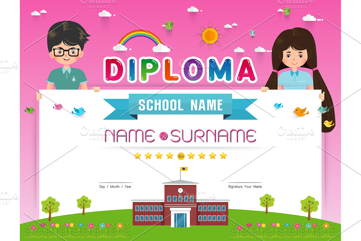Certificate kids diploma, a Flyer Template by essense (Photo 4 of 7)