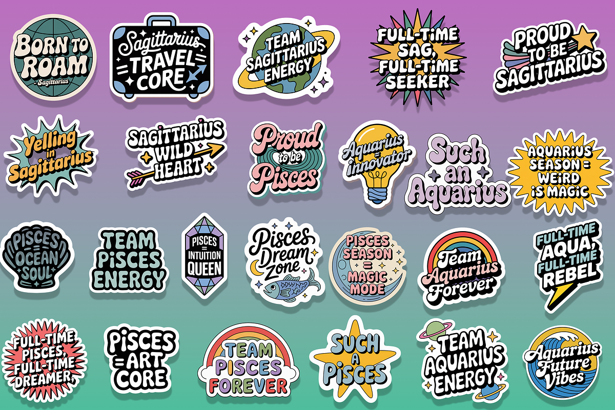 160 Zodiac Stickers, an Object Graphic by Jakayla Digital Co (Photo 14 of 16)