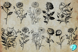 Vintage Floral Digi Stamps Vol 1.