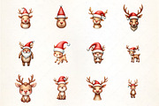 Festive Reindeer with Santa Hat Clip, an Illustration by CrexoraLab (Thumbnail 2 of 5)