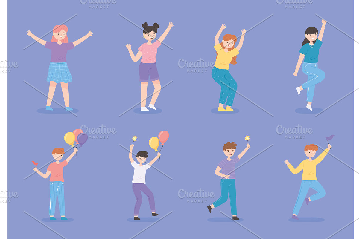 celebrating happy people, set, a Person Illustration by studiogstock